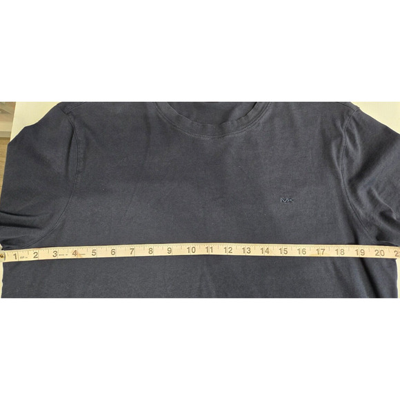 Michael Kors Mens T Shirt Large Navy Blue Cotton Short Sleeve Crew Logo Soft Tee - Picture 8 of 9